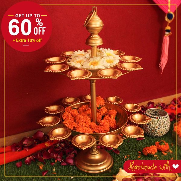 Exquisite  Dual Layer Diya Urli Stand