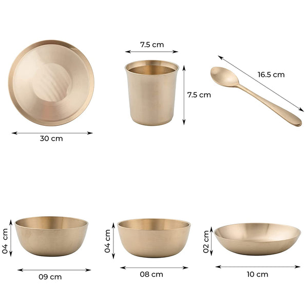 Pura Kansa (Bronze) Dinner Set | 6 Pcs | Matte Finished