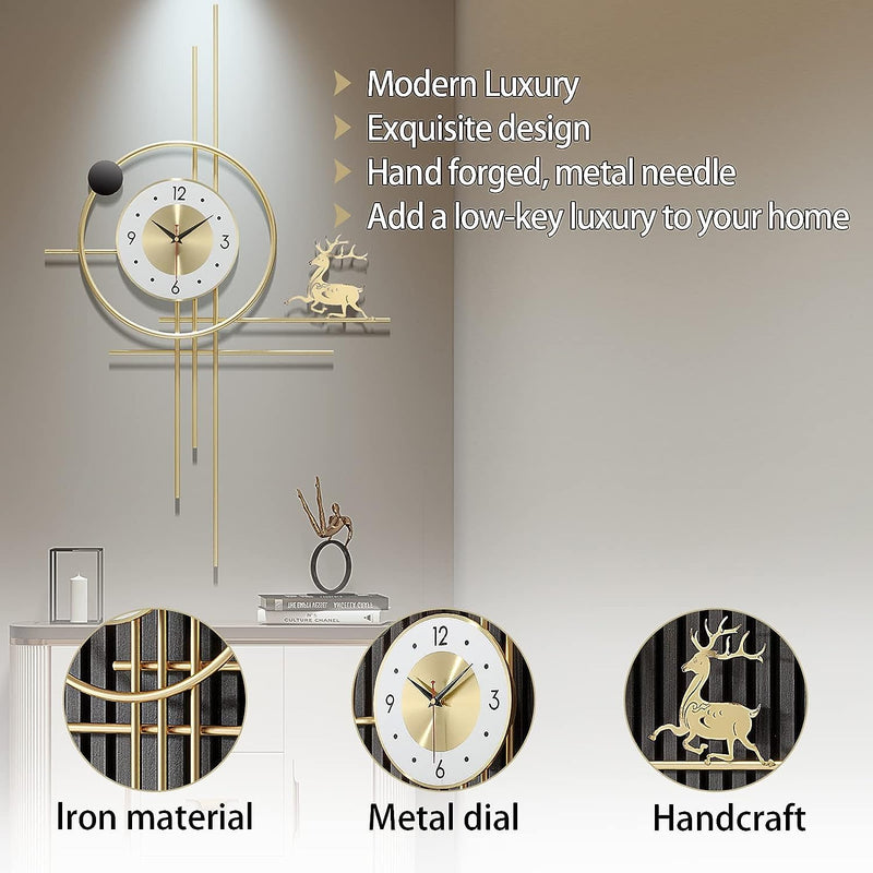 Zeby Crafts ElkForge Timepiece | Large Metal Wall Clock | Decorative Metal Silent Non Ticking Wall Clock | Wall Clock for Living Room