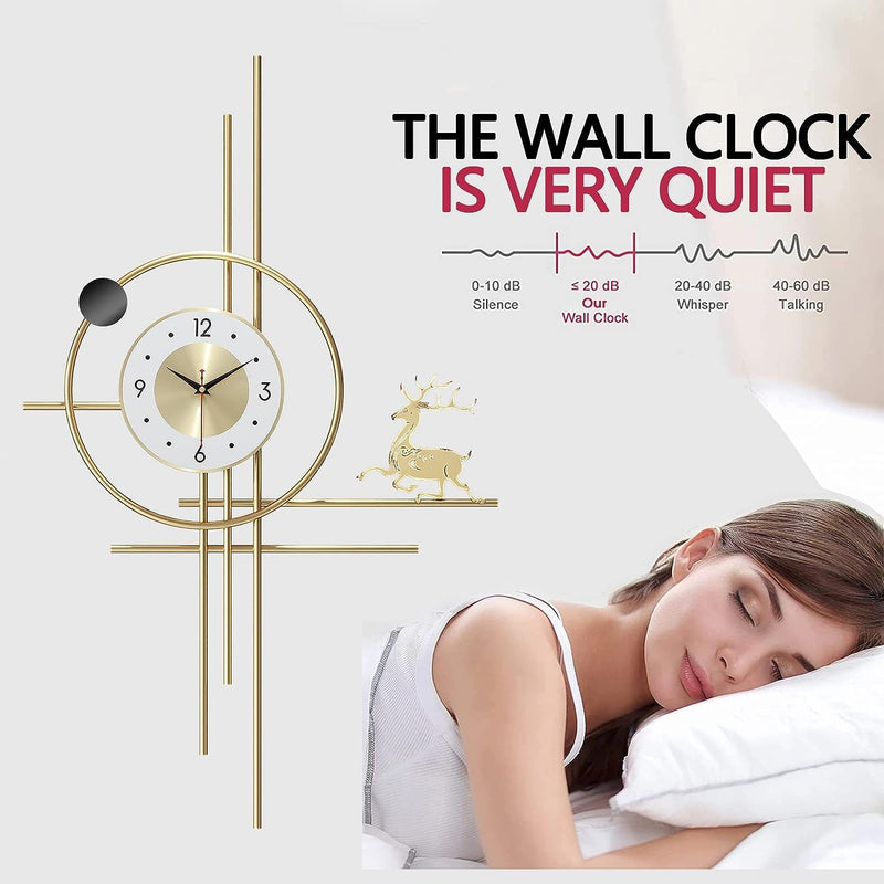 Zeby Crafts ElkForge Timepiece | Large Metal Wall Clock | Decorative Metal Silent Non Ticking Wall Clock | Wall Clock for Living Room