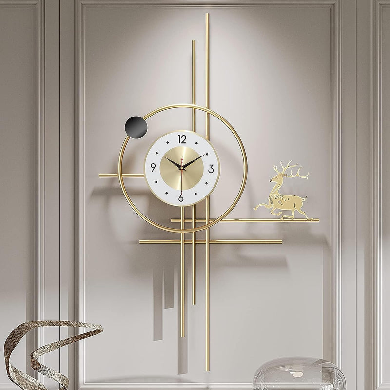 Zeby Crafts ElkForge Timepiece | Large Metal Wall Clock | Decorative Metal Silent Non Ticking Wall Clock | Wall Clock for Living Room