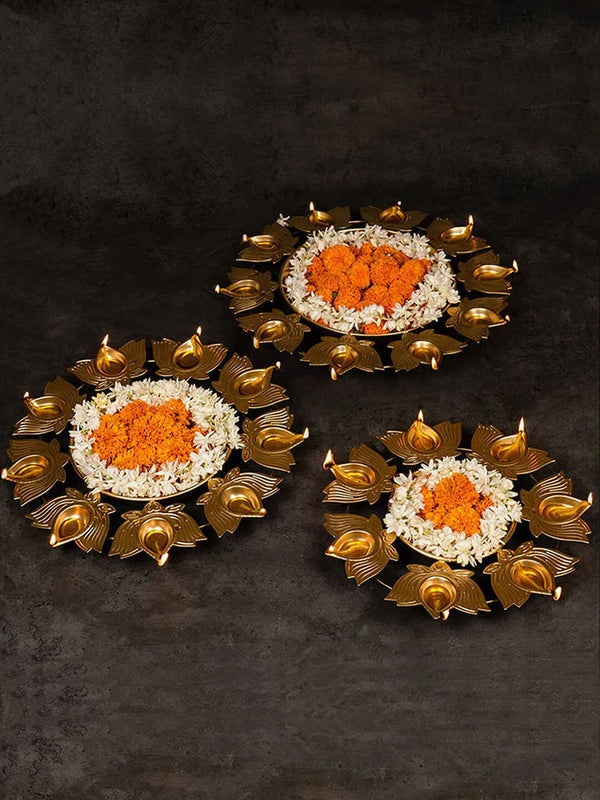 Gold-Toned Textured Urli Decorative Bowl