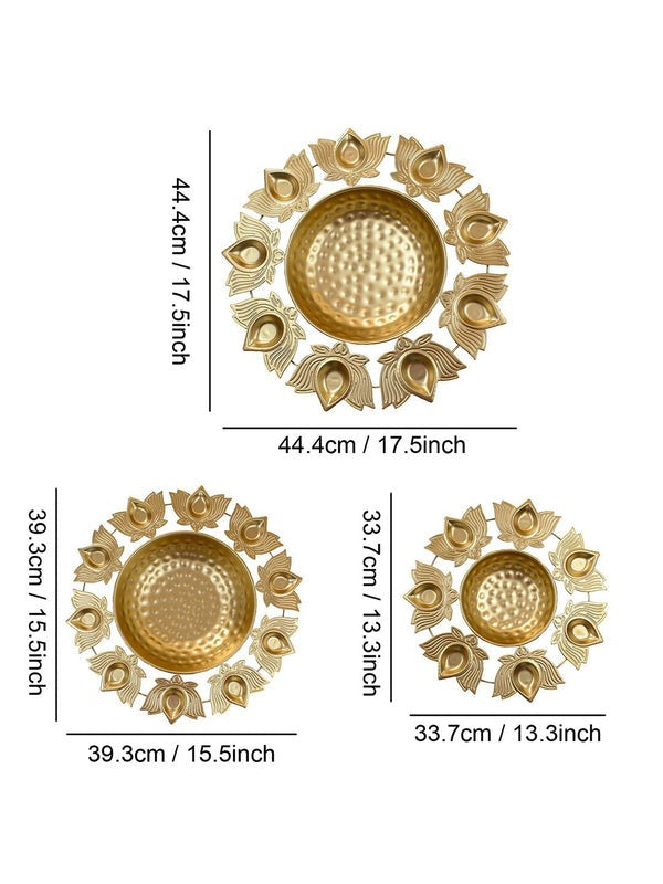 Gold-Toned Textured Urli Decorative Bowl