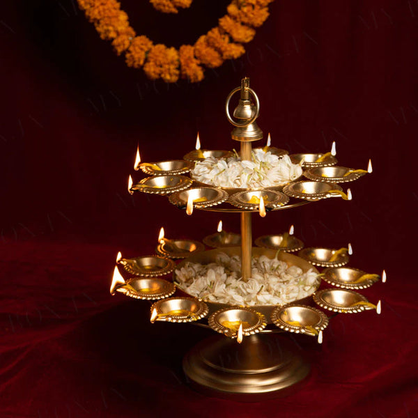 Exquisite  Dual Layer Diya Urli Stand