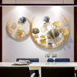 Zeby Crafts Metal Wall Decor Wall Art Sculpture Handcrafted Moon Cut Rings Flower Wall Art For Living Room (Size 45X24 Inch)