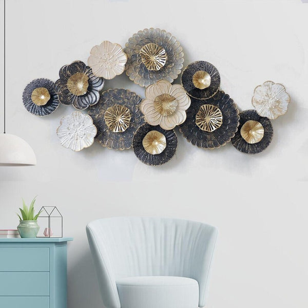 Zeby Crafts Rustic Bloom Floral Metal Wall Decor For Living Room | Decor Item For Living Room | 53 x 26 inches