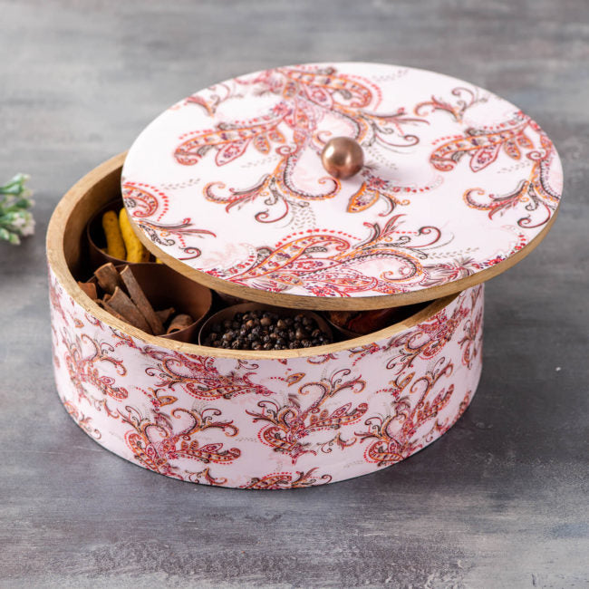 Voguish Masala Box 7 Jars - Pink Enamel