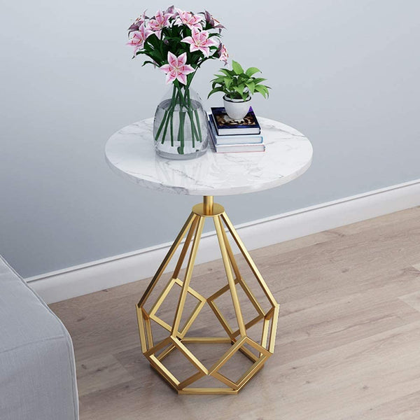 Diamond Shaped Side Table With Marble Top