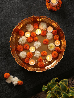 Matte Gold Flower Shape Urli