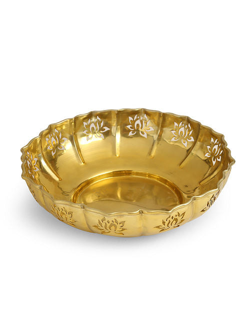 Gold Tone Lotus Motif Urlis (Set Of 2)