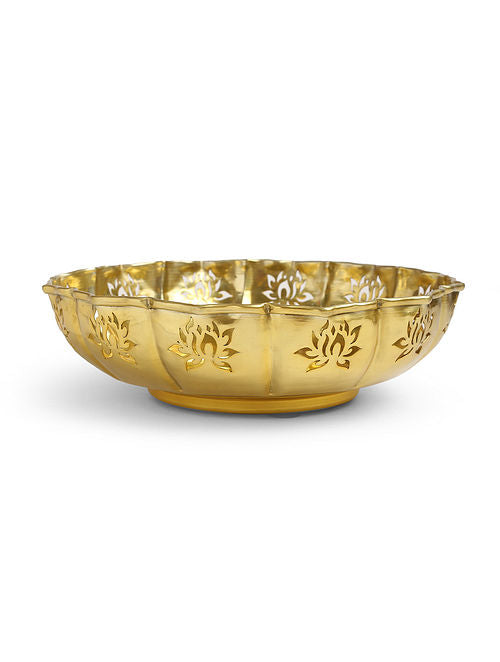 Gold Tone Lotus Motif Urlis (Set Of 2)