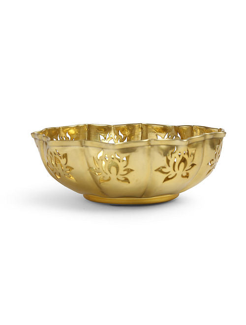 Gold Tone Lotus Motif Urlis (Set Of 2)