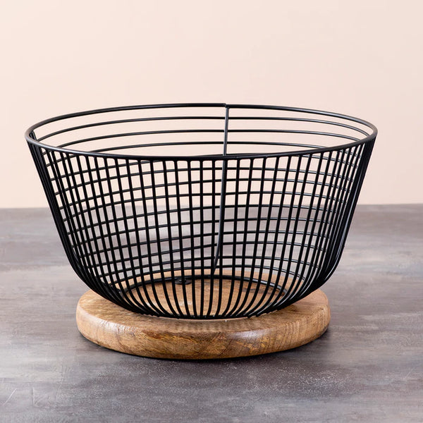 Voguish Mesh Basket with Wooden Base