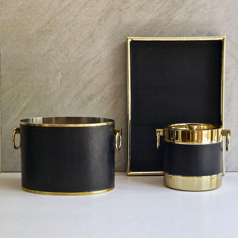 Ice Bucket With Gold Trimming