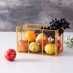 Classic Wired Gold Rectangular Basket