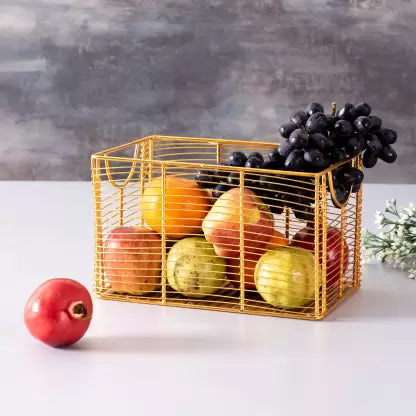 Classic Wired Gold Rectangular Basket