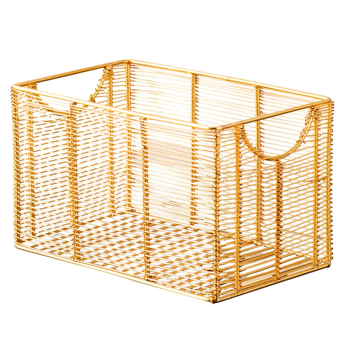 Classic Wired Gold Rectangular Basket