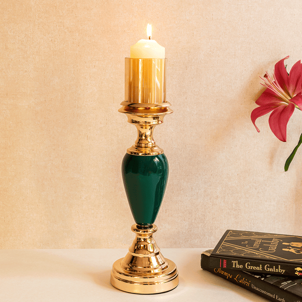 Estonia Glass & Stainless Candle Stand