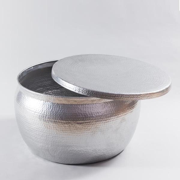 SHINY SILVER TUMBLER TABLE (HAMMERED)