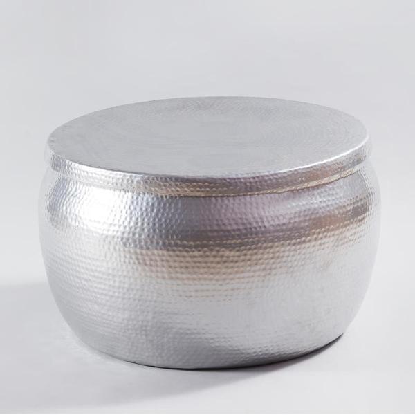 SHINY SILVER TUMBLER TABLE (HAMMERED)
