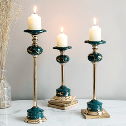 Jade Green Candle Stand Set of 3