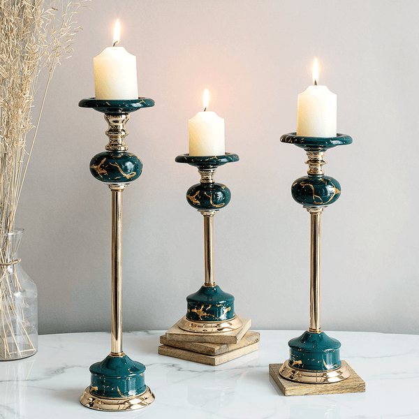 Jade Green Candle Stand Set of 3