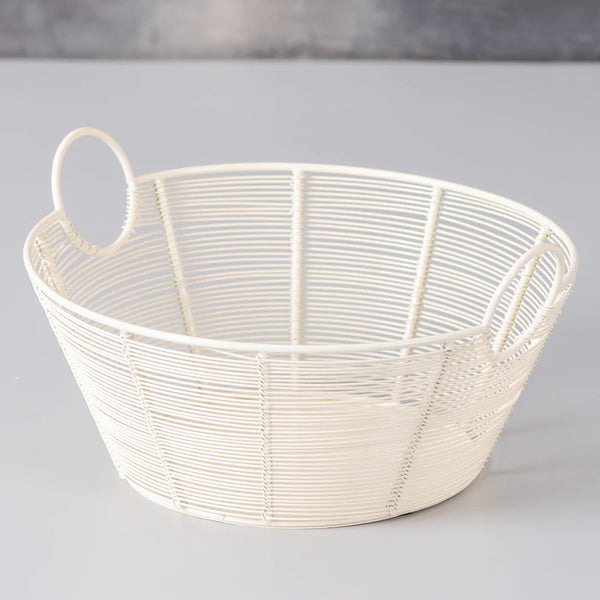 Round Handle Basket White