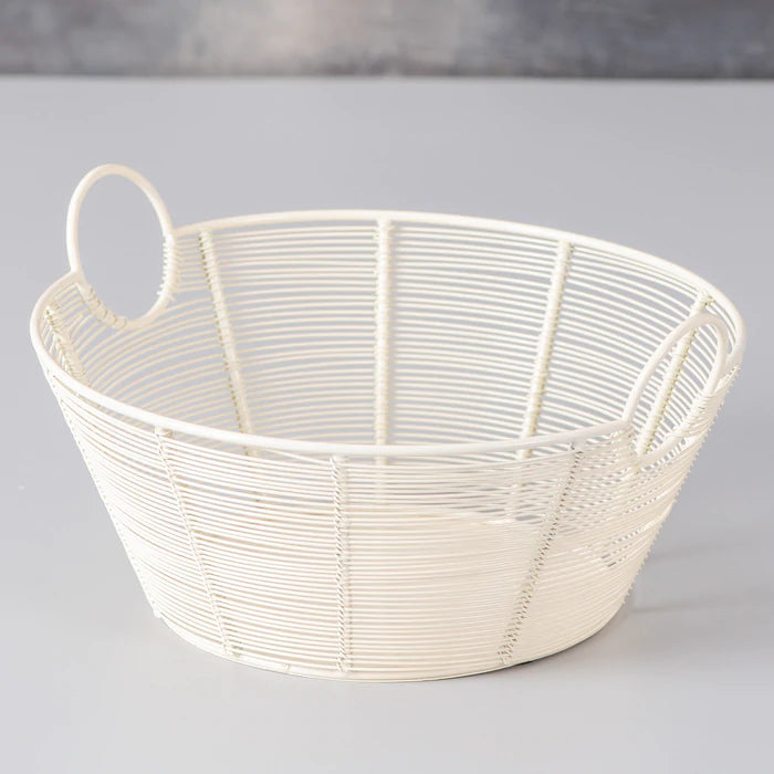Round Handle Basket White