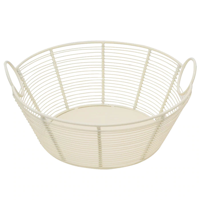 Round Handle Basket White