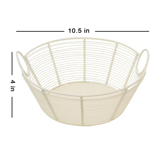 Round Handle Basket White