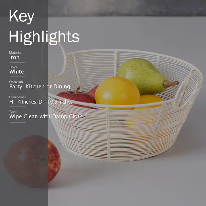 Round Handle Basket White