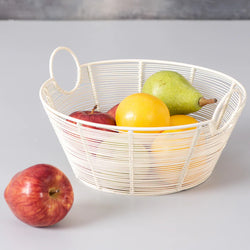 Round Handle Basket White