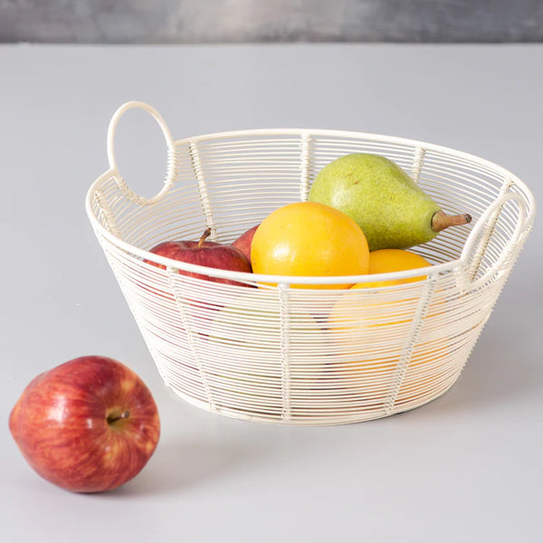 Round Handle Basket White