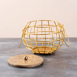 Round Lid Basket Gold