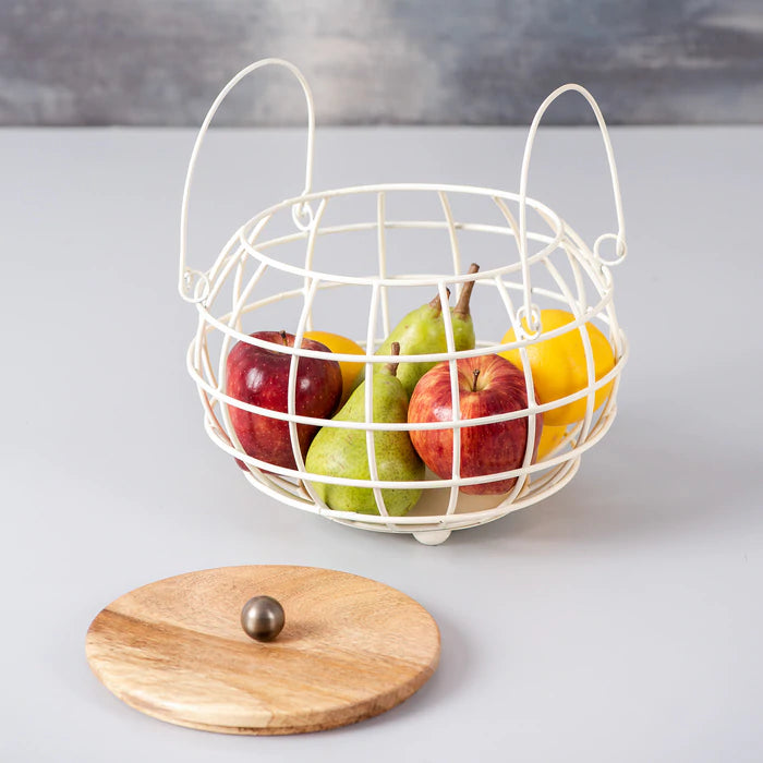 Round Lid Basket White