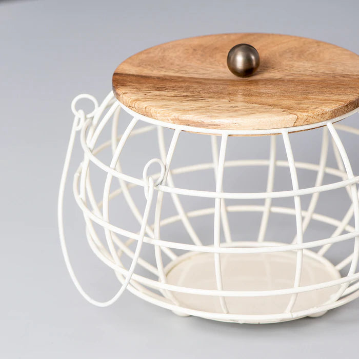 Round Lid Basket White
