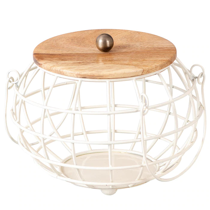 Round Lid Basket White