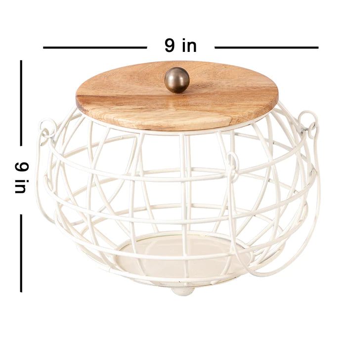 Round Lid Basket White