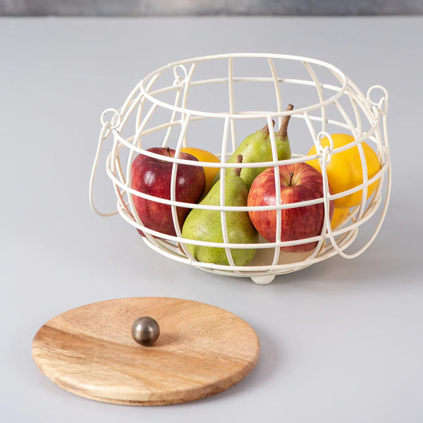 Round Lid Basket White
