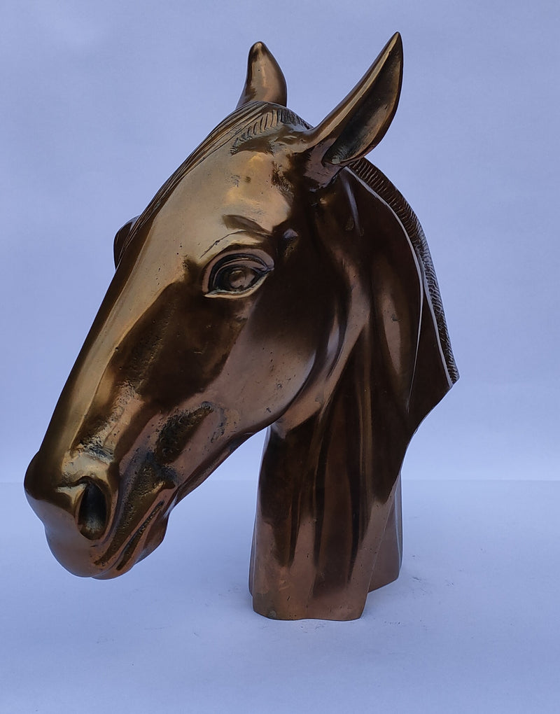 Aluminum Horse Head Sculpture (Copper Antique)