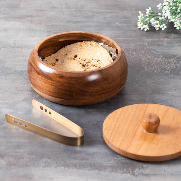 Modish Roti Box With Wooden Lid