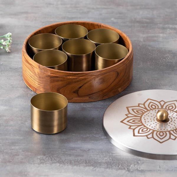 Voguish Masala Box 7 Jar- Silver Lid