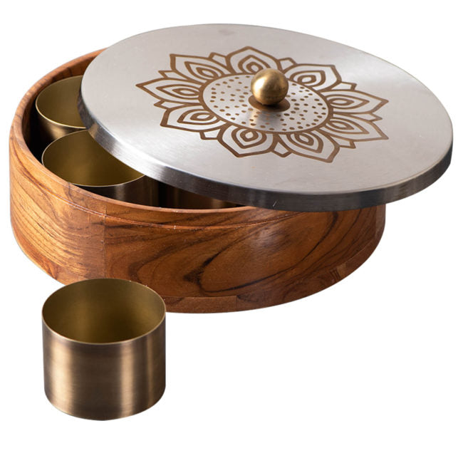 Voguish Masala Box 7 Jar- Silver Lid