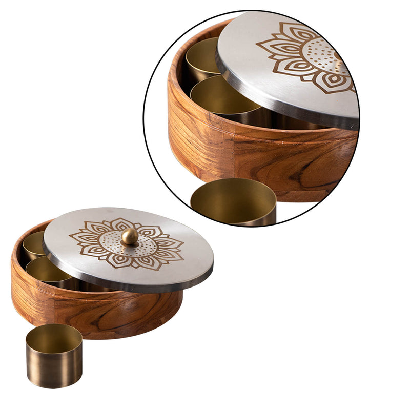 Voguish Masala Box 7 Jar- Silver Lid