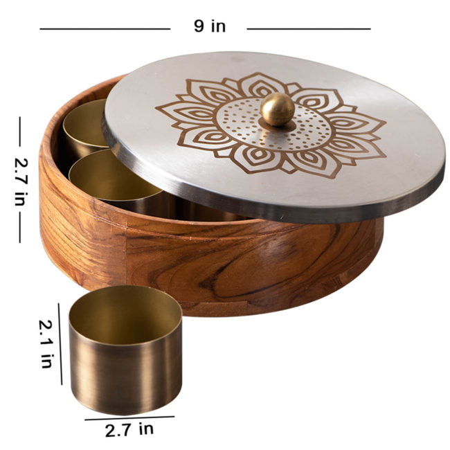 Voguish Masala Box 7 Jar- Silver Lid