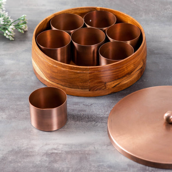 Voguish Masala Box 7 Jar - Copper