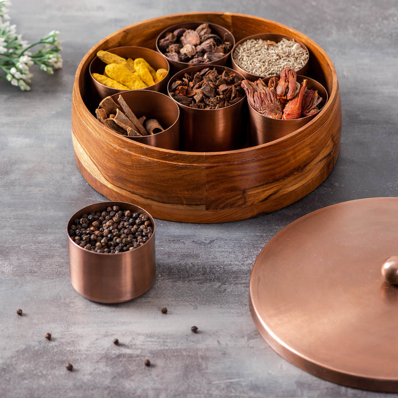 Voguish Masala Box 7 Jar - Copper