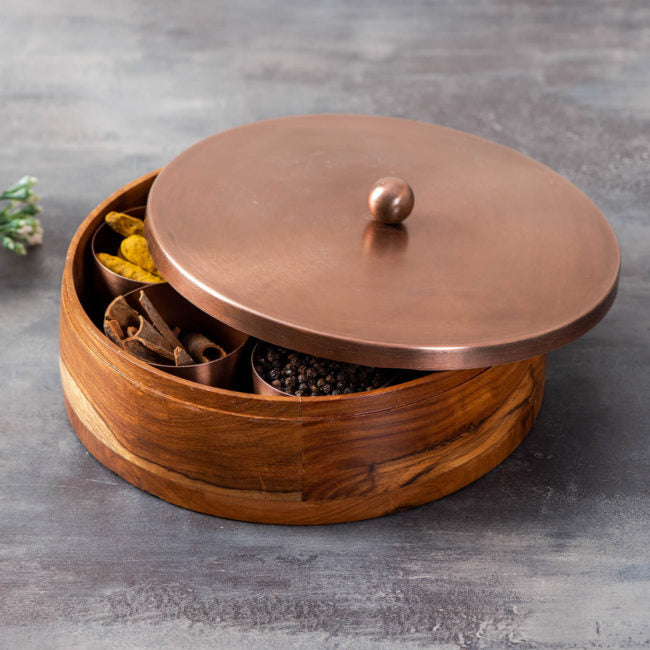 Voguish Masala Box 7 Jar - Copper