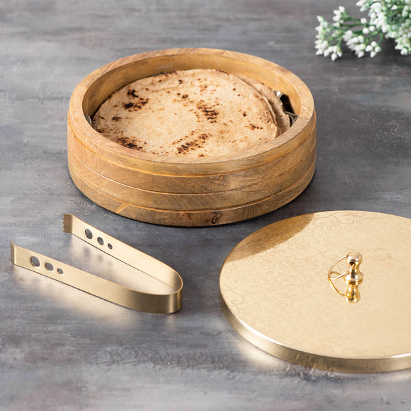 Authentic Roti Box Gold with Tong