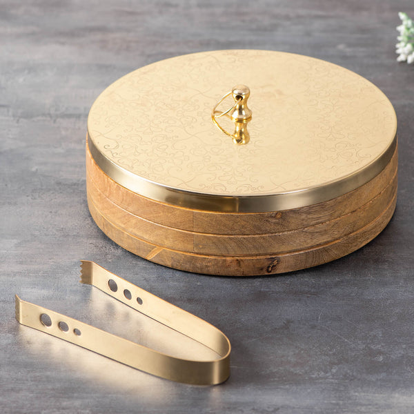 Authentic Roti Box Gold with Tong